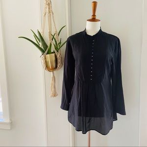 Theory Aldys Pristine Silk Peasant Top Black S